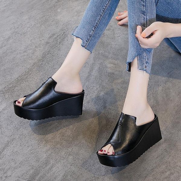 

sandals 2021 fashion style summer women hollow out beach sandalias mujer white black thick bottom size 35 40