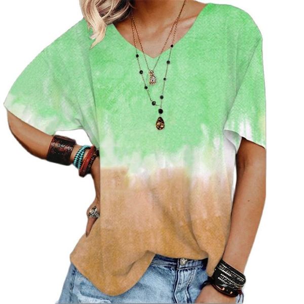 

women's t-shirt t shirt gradient printing o neck short sleeve female streetwear loose women harajuku tees, White