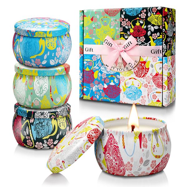

nordic new four-piece floral scented candles soothing nerves and sleep aid bedroom fragrance decorations
