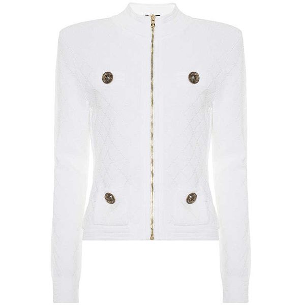 

est designer jacket women's pockets lion buttons zip knit 210526, Black;brown