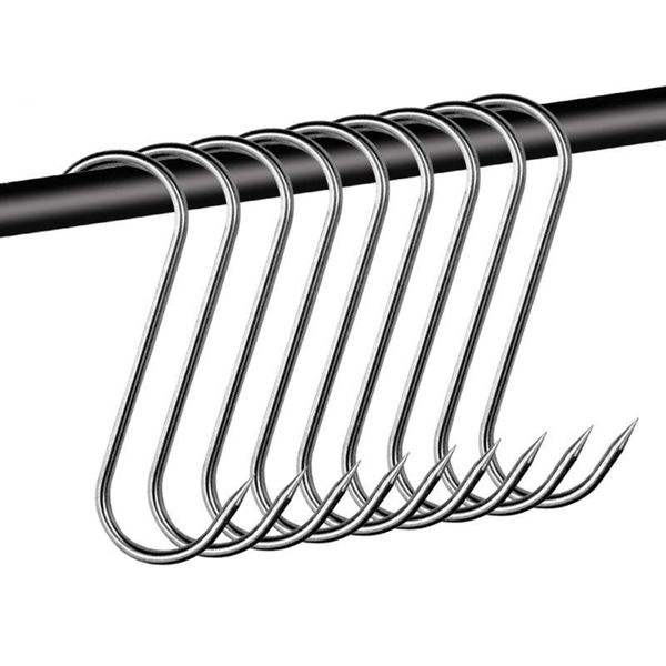 

hooks & rails 10pcs long pointed s rack butcher stainless steel hanger 12/15cm kitchen