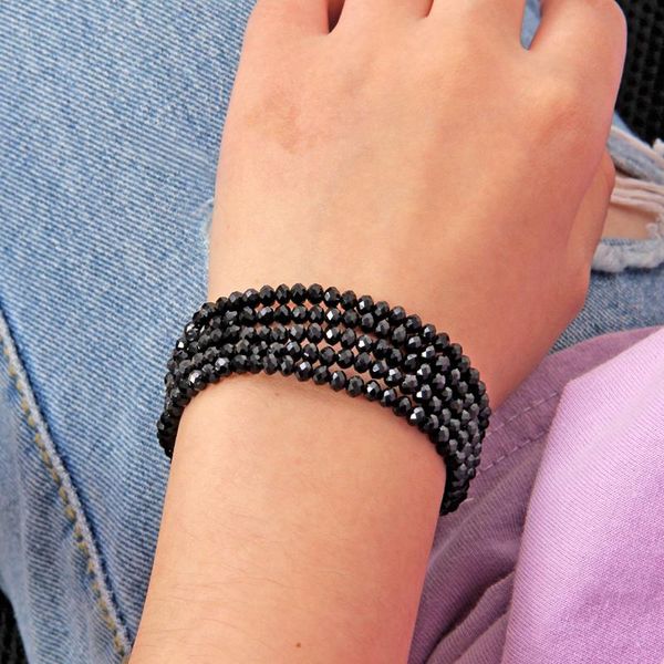 

charm bracelets minhin fashion beads stretch women elastic crystal bling multi layers wrist bracelet wedding jewelry, Golden;silver