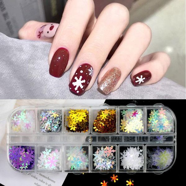 

grids/box nail polish sequins multicolor mixed christmas snowflake art decoration set decorations, Silver;gold