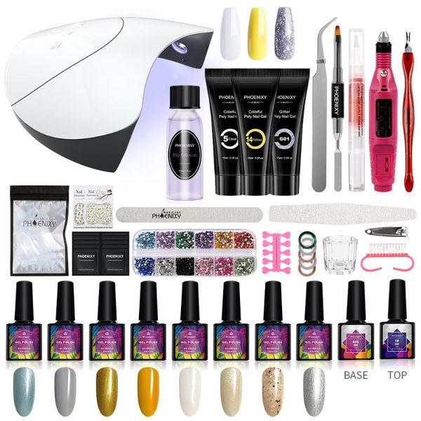 

nail art kits phoenixy gel polish kit extreme gray bright yellow glitter color poly varnish