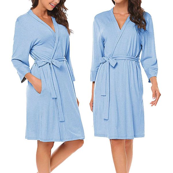 

bathrobe women's soft kimono long robe cotton bathrobe pajamas housewear