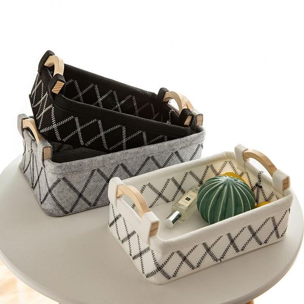 

felt cloth storage basket with handle home storages sundries books organizer dirty clothes finishing baskets container bags laundry & organi