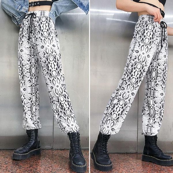

women's pants & capris high waist women snake skin print hippie design joggers baggy trousers hipsters streetwear slacks hip hop, Black;white