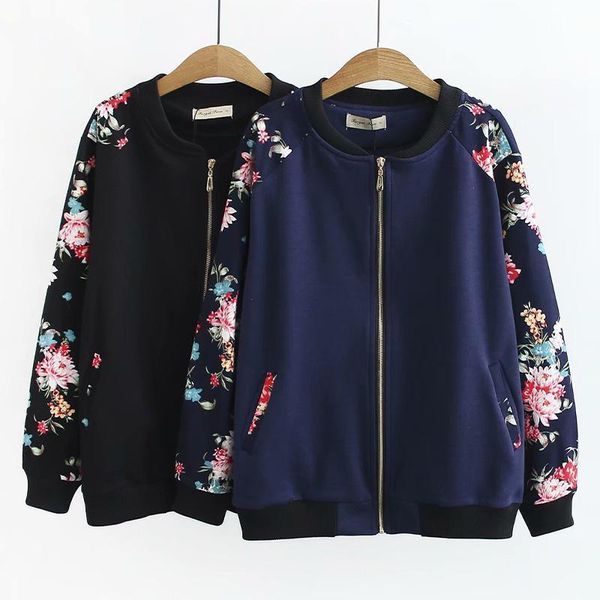 

women's new spring autumn women coat stand collar flowers lady casual jackets windbreaker baseball uniform outwear plus size 4xl, Black;brown