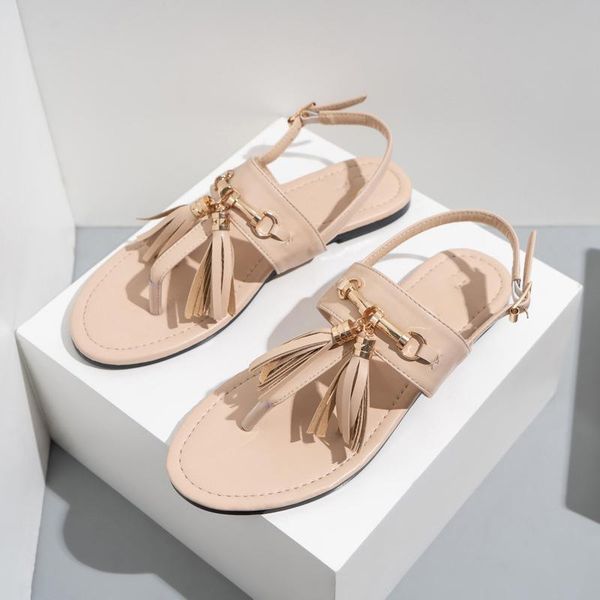 

sandals 2021 women tassel metal platform female fashion summer buckle casual flat ladies sewing open toe shoes plus size, Black