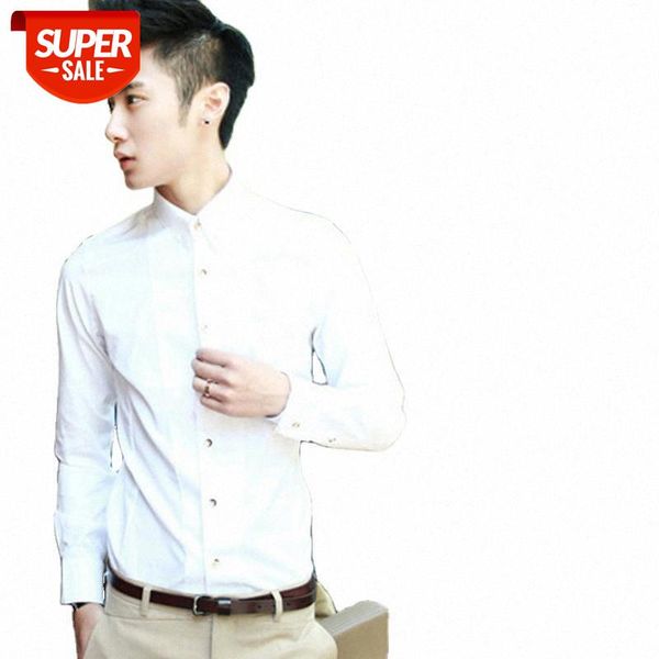

spring shirt long-sleeved men's korean style simple slim men #ga5t, White;black