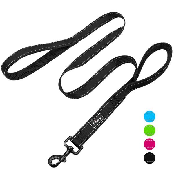 

dog collars & leashes 2 handles leash reflective nylon double handle traffic lead belt for medium large dogs greater control safety training