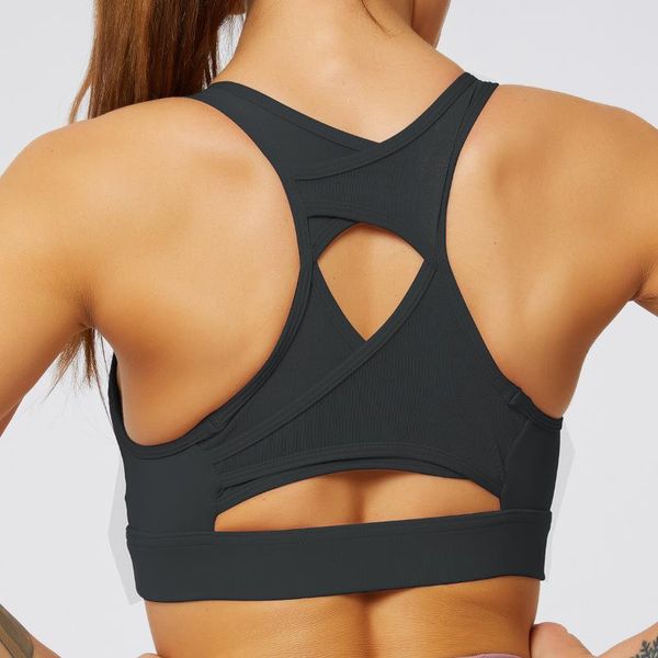 

gym clothing pink sports bra high impact strappy women brassiere yoga fitness running sport bras padded push up active wear, White;black