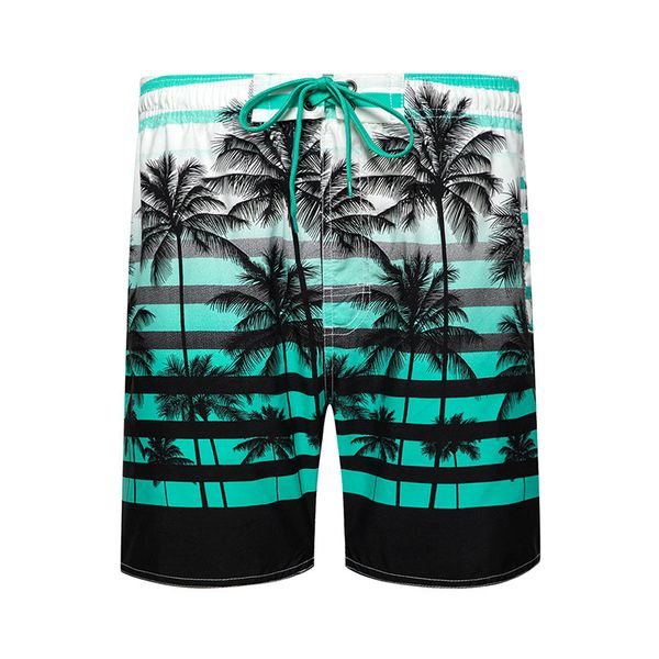 

high end coconut tree stripe beach pants men's loose large casual vacation shorts summer thin capris, White;black