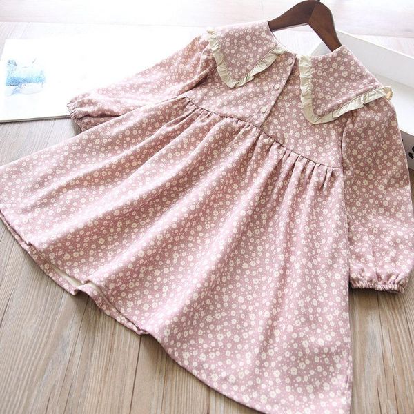 

girl's dresses 2021 fall girls flower print cotton princess dress wholesale, Red;yellow