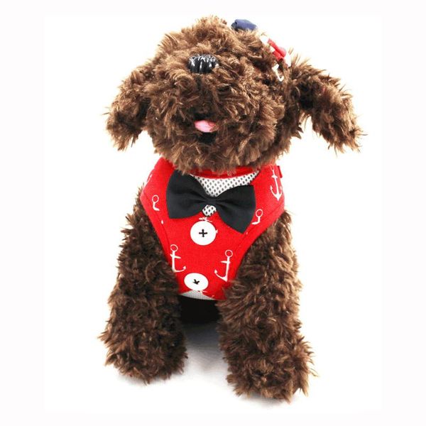 

dog collars & leashes bow tie black leash set adjustable soft breathable cat control harness nylon for small pet puppy collar chest strap