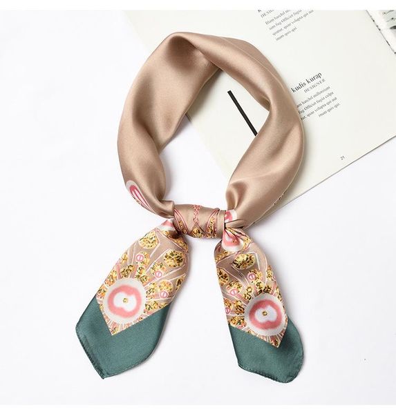 

scarves twill silk women square hijab 70*70cm foulard ladies small soft hair tie band shawl head, Blue;gray