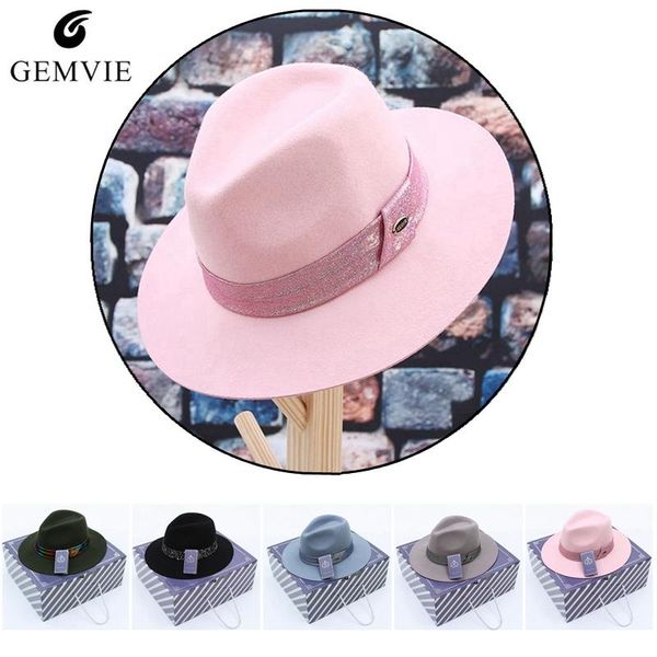 

stingy brim hats women wool felt vintage fedoras panama hat ladies trendy solid color large wide soft sunhat fedora jazz cap, Blue;gray