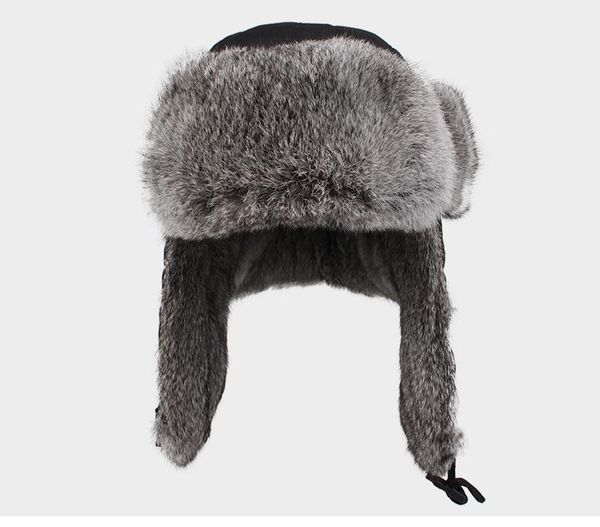 

berets mens 100% real fur winter hats with ear flaps outdoor warm snow caps russian hat bomber cap for women w00256, Blue;gray