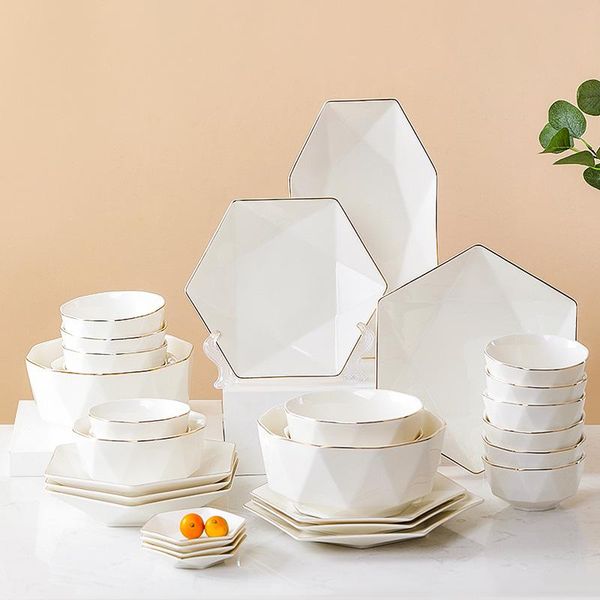 

dishes & plates party dinner plate sets bowl minimalist ceramic serving set porcelain vajillas completas platos dinnerware dl60pz