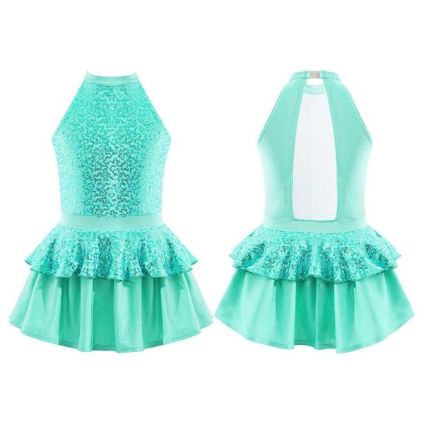 

girl's dresses kids girls dance ballerina sequins ballet tutu dress teen child figure skating for gymnastics leotard lyrical wear, Red;yellow