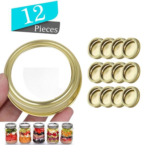 

kitchen storage & organization 12 gold mason jar canning lids rust resistant replacement screw bands rings