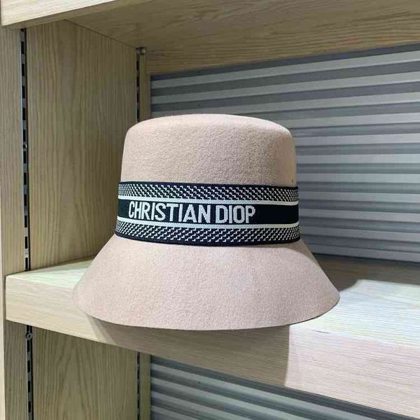 

design family letter ribbon small wool flat basin versatile fisherman tide brand warm hat female, Blue;gray