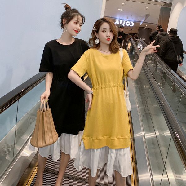 

sister 2020 mm new summer fat fairy niche dress large french platycodon skirt, White;black