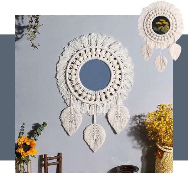

mirrors bohemia style mirror handmade makeup compact wall decor tapestry craft home porch for bath room