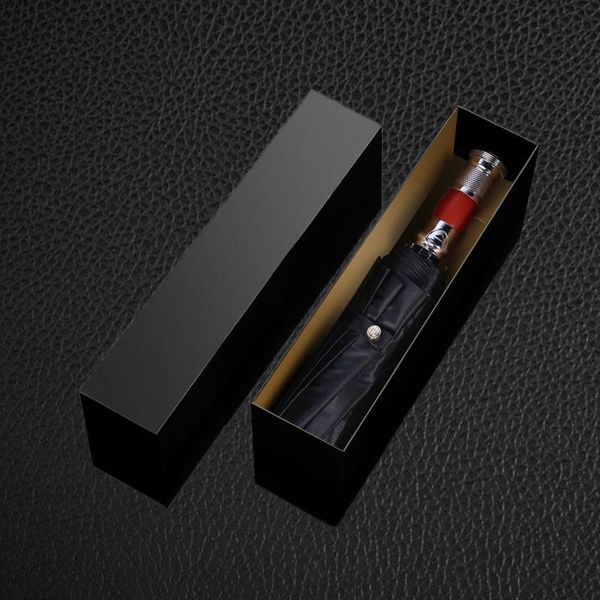 

umbrellas luxury full automatic 3 fold wooden handle umbrella for gift