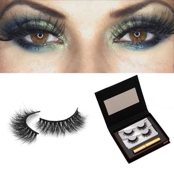 

factory wholesale price est 5d mink eyelashes eyeliner set false sets