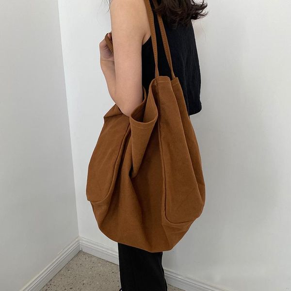 

evening bags large capacity canvas hanbbag totes women travel shopping purse simple solid color shoulder bag for lady reusable handle
