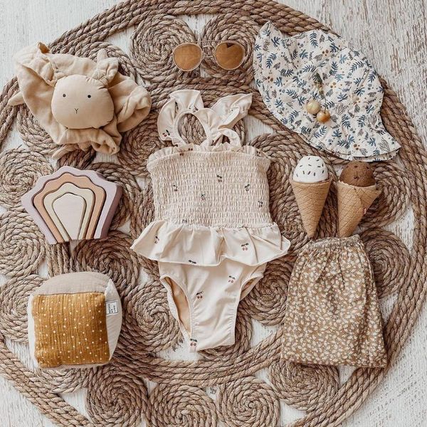 

cherry sling swimsuit boys girls lemon flower one-piece beach one-pieces, Black