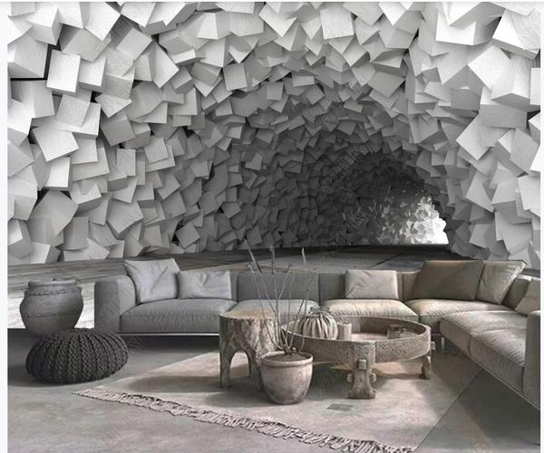 

cement cave extension space background wall modern wallpaper for living room