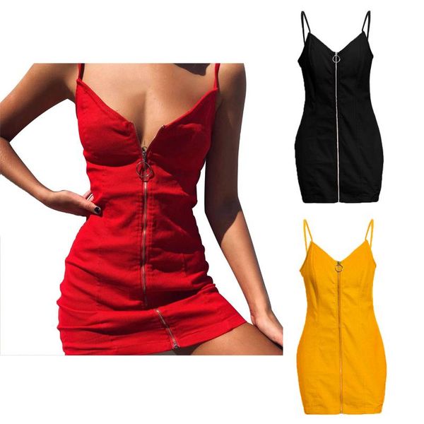 

casual dresses womens solid color ring zipper bag hip strap dress, Black;gray