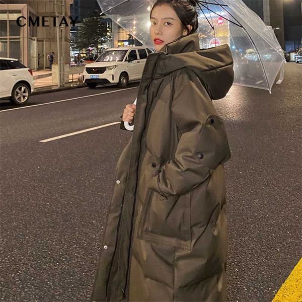 

long cotton-padded jacket women fashion coats female hooded warm padded parka down winter cold protection s 211008, Black