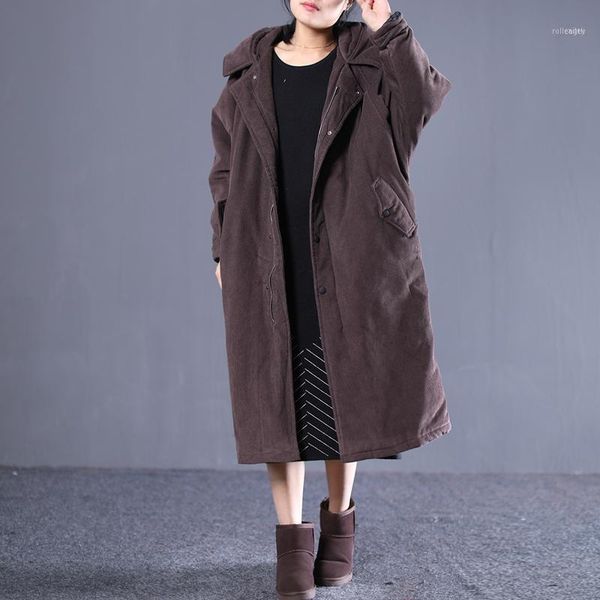 

women's down & parkas vintage coat autumn winter oversized parka long cotton liner women jacket manteau femme 7709 yy15521, Black