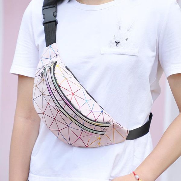 

waist bags 2021 arrival holographic laser for women glitter fanny waterproof geometric belt bag fashion pack phone pouch