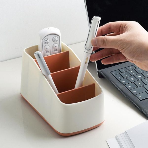 

hooks & rails 1pc cosmetic storage box remote control holder container 4 grid deskstationery organizer for living room, office