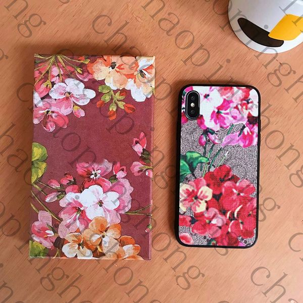 Роскошный дизайнер Lychee Free Flowers Pattern Cable Cable с марками для iPhone 12 11 Pro XS MAX XR X CONVAS COVER