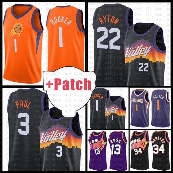 

suns basketball jersey devin 1 booker 2021 new chris 3 paul mens deandre 22 ayton mesh retro steve 13 nash charles 34 barkley gray gra, Black;red