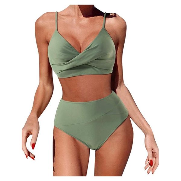 Costume da bagno da donna 2023 Costume da bagno a fascia Bikini sexy a vita alta con controllo della pancia Costume da bagno a due pezzi Tankini