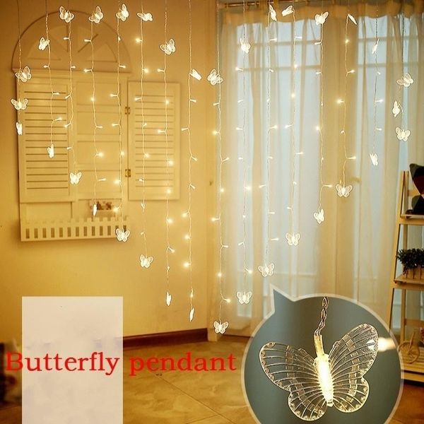 

party decoration led string lamp love butterfly shape 2 * 1.5m curtain wedding garden decorative ambience christmas decor