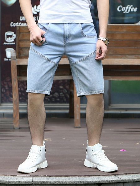 

men slant pocket denim shorts 32mx#, Blue