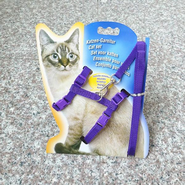 

cat collars & leads 1.2m adjustable pet harness dog puppy travel safety control restraint training nylon leash lead