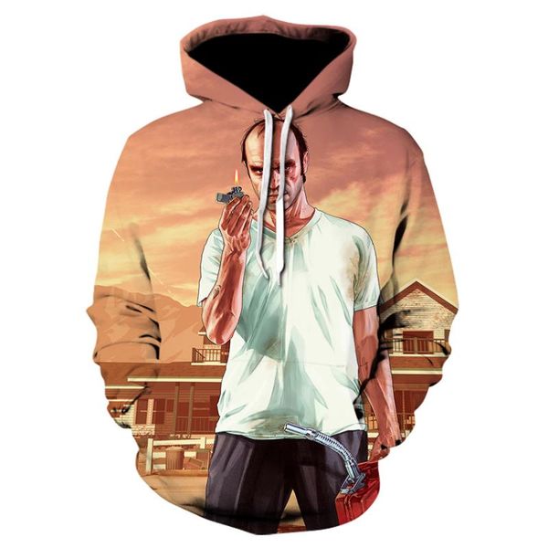 

men's hoodies & sweatshirts 2021 classic game thieves train character landscape print fashion casual style hoodie 3d women's child, Black