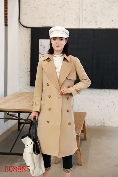 

women's trench coats long classic windbreaker waterproof british high-end english style autumn winter gabadian solid color size coat g3, Tan;black