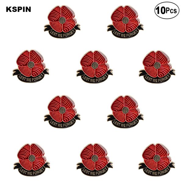 

lest we forget poppy flower lapel pin flag badge brooch pins badges 10pcs a lot, Gray