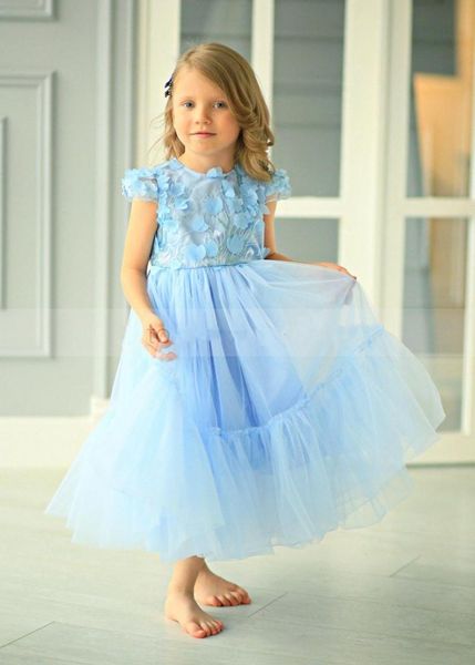 

girl's dresses beautiful a line puffy girl lace appliques kid princess pageant gowns birthday party dress zipper back, Red;yellow