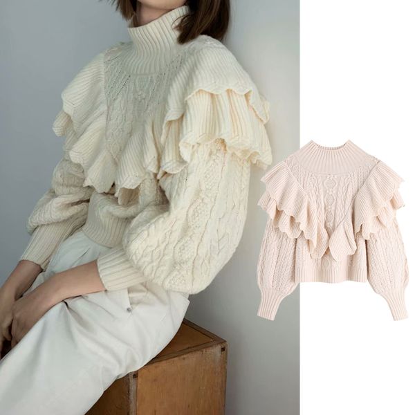 

tank woman autumn girl knitted shirt high collar sweater upper mesh, White