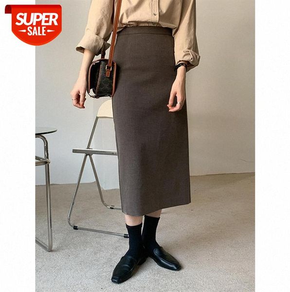 

women's high-waist woolen skirt korean style one-step is thin and hip-length 12781 #wc6a, Black;gray